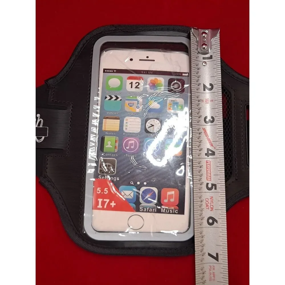 Sports Armband- Cell Phone Holder -Running /Jogging/ Gym  Black with Silver Trim